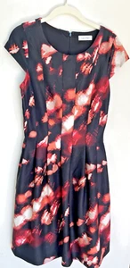Calvin Klein Women’s Party Cocktail Black Coral Red Dress Dragon Singer READ - Picture 1 of 9