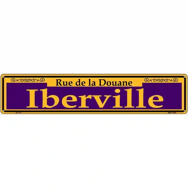 Iberville Purple 3"x12" metal street sign plaque Home Door Garage Wall Decor - Image 1 of 1