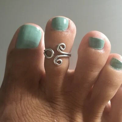 Anillo de plata esterlina ajustable con dedo del pie giratorio, anillos de plata, anillo giratorio  Foto 1 de 4