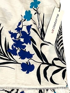 Gonna Liz Claiborne linea A bianca blu floreale cotone rayon primavera nuova con etichetta taglia PXXL - Foto 1 di 8