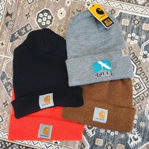 Lotto berretti Carhartt in maglia con polsini modello A18 grigio, arancione, nero, marrone abbigliamento da lavoro - Foto 1 di 10