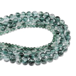 Cuentas gemas de cuarzo fantasma de cristal de corita fantasma verde de 4-12 mm para hacer joyas - Imagen 1 de 13