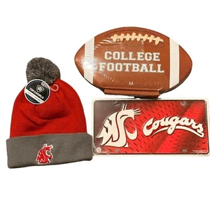 WSU Cougars License Plate, Beanie Hat, Football Book Washington State University - Picture 1 of 13