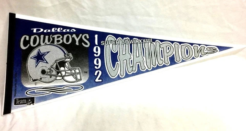 1992 Superbowl 27 World Champions Dallas Cowboys Pennant FREESHIP - Image 1 of 1