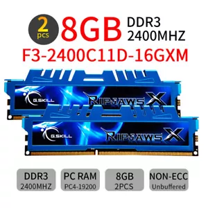 G.Skill Ripjaws 16GB 2x 8GB DDR3 OC 2400MHz PC3-19200U 240Pin Desktop Memory UK - Picture 1 of 6