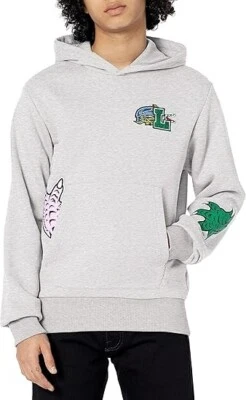Sudadera con capucha para hombre Lacoste con estampado de efecto cómic, gris Foto 1 de 3