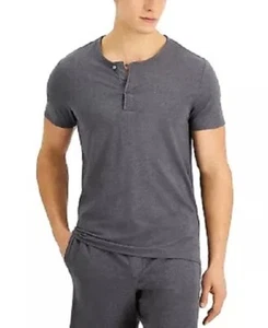 New Alfani Men's Sleepwear T-Shirt Short Sleeve Gray Split Neck Size L - Picture 1 of 6