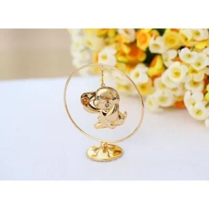 Aro para cachorro enchapado en oro 24K "Año del Perro" con cristal dorado - Imagen 1 de 4