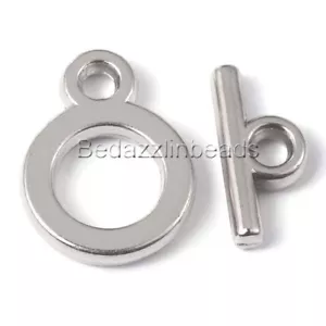 Lot of 10 Metallic Silver Acrylic Bar & Ring Toggle Clasps Findings for Jewelry - Picture 1 of 1