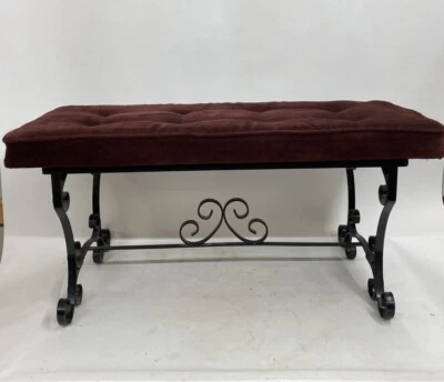 "Banco estribo de hierro forjado vintage estilo italiano Hollywood Regency 36""" Foto 1 de 4