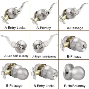 Brushed Nickel Privacy Passage Wave Door Levers Round Entry Locks Dummy Handles - Picture 1 of 30