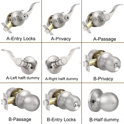 Palancas de puerta onduladas de privacidad de níquel cepillado cerraduras de entrada redondas manijas ficticias Foto 1 de 4