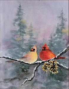 ACEO Limited Edition PAIR of CARDINALS by Sharon Sharpe! - Picture 1 of 1