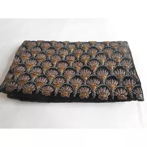 Vintage Gold Silver Velvet Art Deco Clutch Bag Purse snap close Estate Find - Picture 1 of 7
