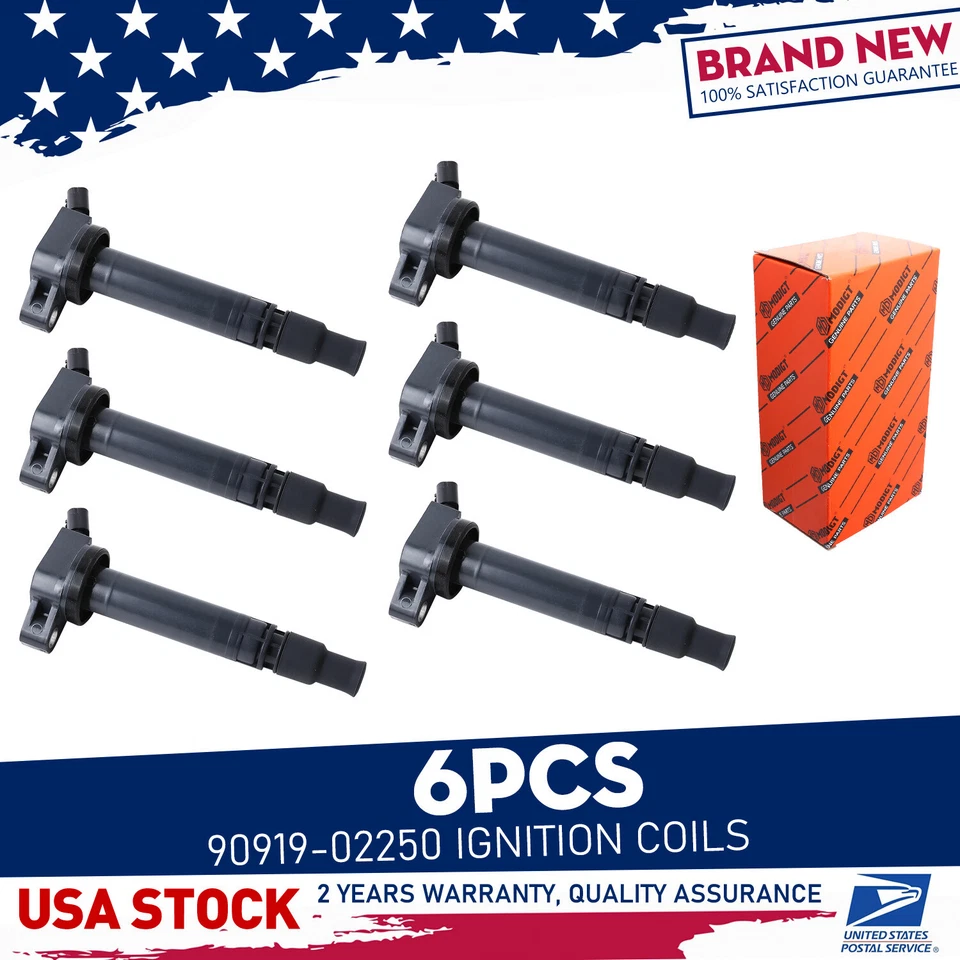 Bobinas de encendido duraderas negras rendimiento 90919-02250 6X para SCION TC 2011-2016 Foto 1 de 4