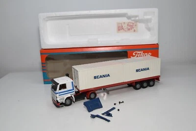 B71 1:50 40 TEKNO SCANIA 142H 142 H CAMIÓN REMOLQUE CONTENEDOR BLANCO ROJO NU... - Imagen 1 de 4