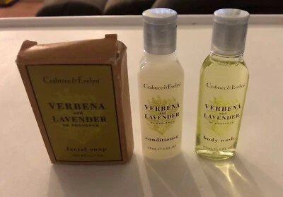 Conjunto de viagem de sabonete facial CRABTREE & EVELYN VERBENA LAVANDA condicionador para lavagem corporal  - Imagem 1 de 2