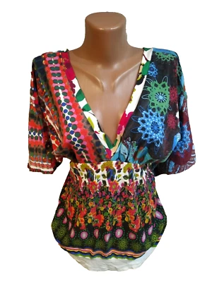 Desigual  women's blouse t-shirt size S multi color floral - Image 1 of 4
