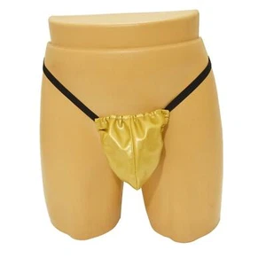 MicheleX MXP106 Mens PVC Gold Pouch Thong Elastic Waist - Picture 1 of 1