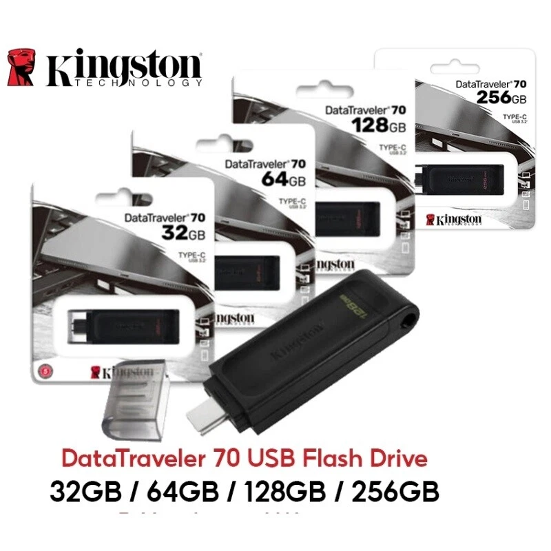 Kingston DataTraveler 70 Lecteurs Flash USB 64Go 128Go 256Go USB 3.2 Gen1 Type-C - Photo 1/1