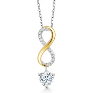 925 Silver 10K Yellow Gold Lab Grown Diamond Infinity Pendant Moissanite 0.88 Ct - Picture 1 of 4