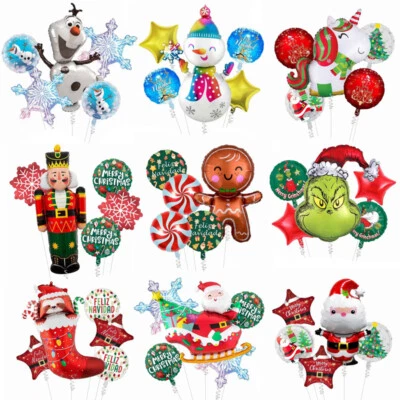 Juego de 5 globos de lámina de Papá Noel ELF Gingerman Santa Navidad fiesta niños  Foto 1 de 3