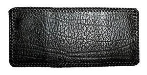 Handmade Tri-fold WALLET Genuine BLACK LEATHER with Edge LACING Men’s Billfold - Picture 1 of 12