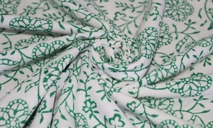 5 YD Floral Hand Block Printed Cotton Fabric Running Dressmaking Voile Craft - Picture 1 of 12