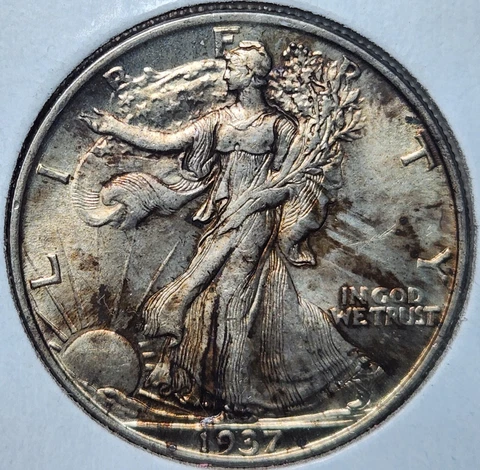 1937 Walking Liberty Half Dollar,  BU Cover