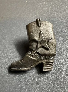 Silver Tone Small Cowboy Boot Charm Crafting 1” Pin Western - Picture 1 of 3