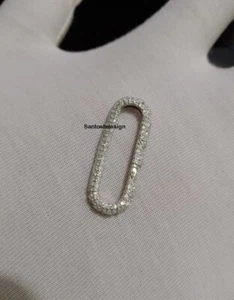 14k Solid Gold Long Rectangle Oval Enhancer Diamond Lock,14k Enhancer Gold Lock - Picture 1 of 2