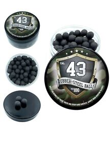 100 pcs Rubber Steel Balls Paintballs caoutchouc dur acier boules billes 43 cal.