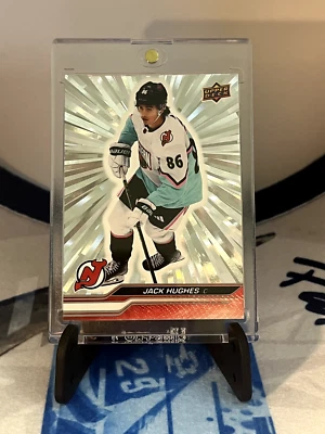 2023-24 Upper Deck Series 2 Jack Hughes SILVER OUTBURST All Star Variant Mint! - Image 1 of 2