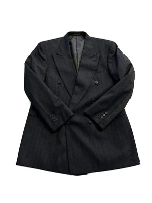 Blazer masculino Pierre Balmain tamanho: 40 listras cinza/azul regular peito duplo - Imagem 1 de 4