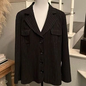 Lane Bryant Stripe Perfect Drape Button Closure Blazer - Picture 1 of 8