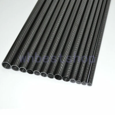 12MM 3K Carbon Fiber Roll Wrapped Tube/Pipe OD12 x ID8 10 11MM  L500MM Poles - Image 1 of 3