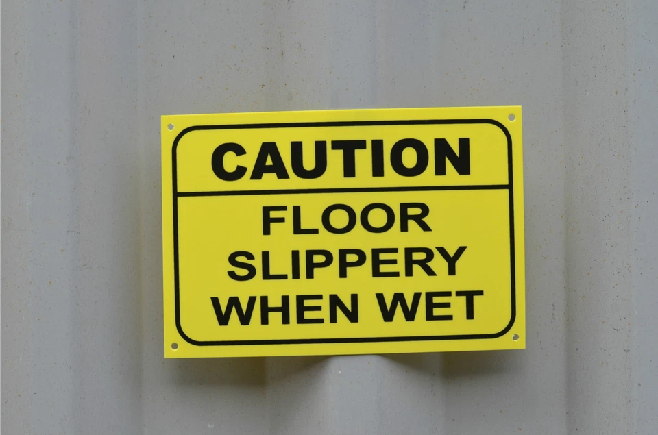 CAUTION FLOOR SLIPPERY WHEN WET sign or sticker 200mmx135mm wet floor hazard