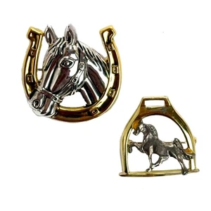 Pferd Brosche Anstecknadeln wunderschön gold- und silberfarben 1,75 Zoll und 1,25 Zoll - Bild 1 von 2