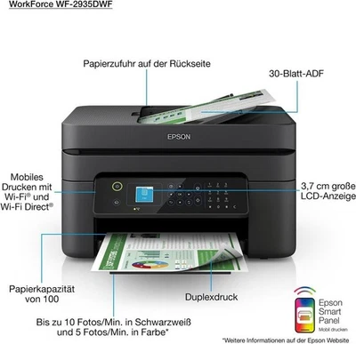 Epson WorkForce WF-2935DWF 4in1 Farb Multifunktionsdrucker WLAN RL - Bild 1 von 4