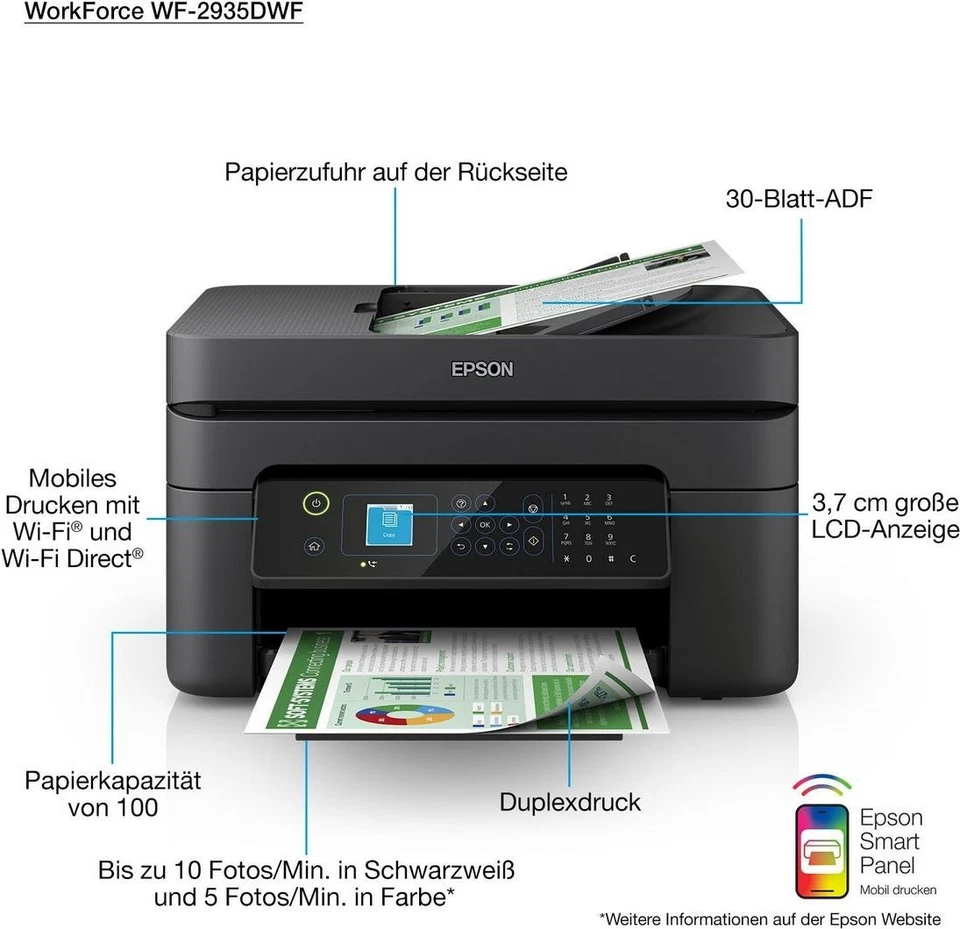 Epson WorkForce WF-2935DWF 4in1 Farb Multifunktionsdrucker WLAN RL - Bild 1 von 4