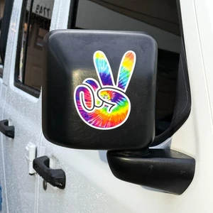 Tie Dye Peace Wave Left & Right Mirrors Vinyl Decals Fits All Jeeps - Picture 1 of 6