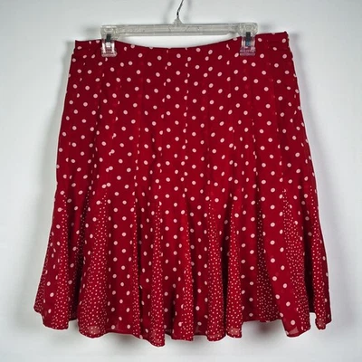 Falda Robbie Bee Petite Roja Blanca Lunares Plisada Hasta la Rodilla Forrada Mujer 10P Foto 1 de 4