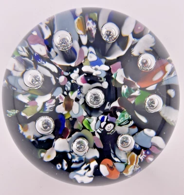 Arlequín individual colorido de vidrio Caithness con pisapapeles de vidrio de caña CG 3,2" Foto 1 de 4