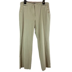 Talbots Women’s Khaki Pants Straight Leg Button Accents Size 12 - Picture 1 of 5