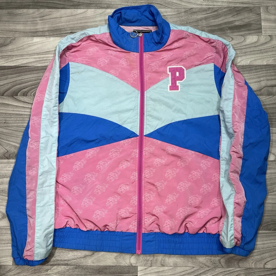 Pink Dolphin Mr Positive Windbreaker Jacket Mens Large Pink Blue Full Zip Coat - Image 1 of 4