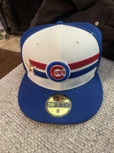 Chicago Cubs Hat Cream/Royal 2024 All-Star Game New Era 59Fifty Fitted Sz 8 - Picture 1 of 9