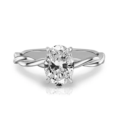 18k White Gold Diamond Ring Lab Grown Oval 1.2 Carat IGI Certified Size 5 6 7 8 - Image 1 of 4