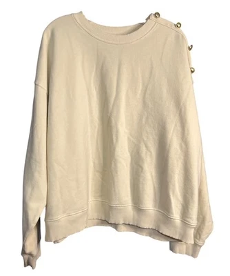 Sudadera American Eagle Crema Botón Hombro XXL Foto 1 de 4