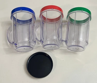New Magic Bullet Blender Replacement Parts Clear  Cups Color Lids  Top OFFERS OK - Image 1 of 3