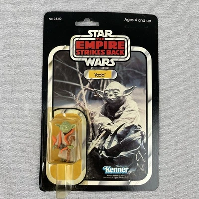 Figura de acción de colección Star Wars ESB Yoda 32B reverso de tarjeta sin usar, en caja Kenner 1980 sellado Foto 1 de 4